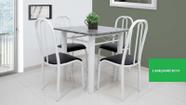Conjunto MESA DE cozinha JANTAR COM 4 CADEIRAS Madrid tampo granito 80CM EM AÇO COR BRANCA