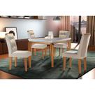 Conjunto: Mesa de Cozinha Londrina c/ Tampo Madeirado c/ Vidro Canto Reto 120x80cm e 4 cadeiras Imperatriz Imbuia/Off White - Suede Creme - Rufato Conjunto: Mesa de Cozinha Londrina c/ Tampo Madeirado c/ Vidro Canto Reto 120x80cm e 4 cadeiras Imperatriz Imbuia/Off White - Suede Creme - Rufato