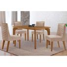 Conjunto: Mesa de Cozinha Londrina Curvo 120cm + 4 Cadeiras Dafne Naturale - Suede Creme - Rufato