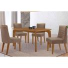 Conjunto: Mesa de Cozinha Londrina Curvo 120cm + 4 Cadeiras Maldivas Naturale - Suede Capuccino - Rufato