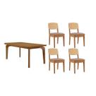 Conjunto: Mesa de Cozinha Londrina Tampo Curvo 120cm+4 Cadeiras Havana Naturale - Linho Capuccino - Rufato