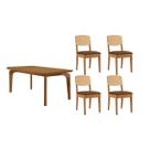 Conjunto: Mesa de Cozinha Londrina Tampo Curvo 120cm+4 Cadeiras Havana Naturale - Suede Marrom - Rufato