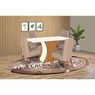 Conjunto: Mesa de Cozinha Luiza SC15 Tampo Madeirado c/ Vidro Canto Curvo 160x90cm e 4 Cadeiras Anne Nature/Courano/Creme - Henn Conjunto: Mesa de Cozinha Luiza SC15 Tampo Madeirado c/ Vidro Canto Curvo 160x90cm e 4 Cadeiras Anne Nature/Courano/Creme - Henn
