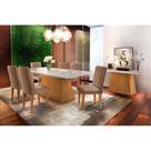 Conjunto: Mesa de Cozinha Luna Tampo Madeirado c/ Vidro Canto Reto 180x90cm e 6 Cadeiras Lunara Imbuia/Suede Capuccino - Rufato Conjunto: Mesa de Cozinha Luna Tampo Madeirado c/ Vidro Canto Reto 180x90cm e 6 Cadeiras Lunara Imbuia/Suede Capuccino - Rufato