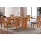 Conjunto: Mesa de Cozinha Maldivas c/ Tampo Madeirado Canto Curvo 180x90cm e 6 Cadeiras Havana Naturale - Suede Capuccino - Rufato