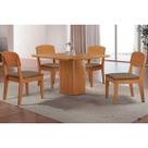 Conjunto: Mesa de Cozinha Maldivas c/ Tampo Madeirado Canto Curvo 90x90cm e 4 Cadeiras Havana Naturale - Suede Capuccino - Rufato