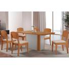 Conjunto: Mesa de Cozinha Pietá c/ Tampo Madeirado Canto Curvo 180x90cm e 6 Cadeiras Havana Naturale/Off White - Suede Creme - Rufato
