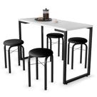 Conjunto Mesa de Cozinha Prattica Industrial 120cm com 4 Banquetas F02 Branco/Preto - Mpozenato Conjunto Mesa de Cozinha Prattica Industrial 120cm com 4 Banquetas F02 Branco/Preto - Mpozenato
