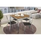Conjunto: Mesa de Cozinha Reno c/ Tampo de Madeira 90cm e 4 Cadeiras Portugal Cromada/Preto - Kappesberg