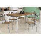 Conjunto: Mesa de Cozinha Reno c/ Tampo Madeira 160cm e 6 Cadeiras Portugal Cromada/Capuccino - Kappesberg