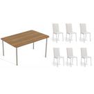 Conjunto: Mesa de Cozinha Sena c/ Tampo de Madeira 1.60cm + 6 Cadeiras Amsterdã Niquel/Branco 106 - Kappesberg Conjunto: Mesa de Cozinha Sena c/ Tampo de Madeira 1.60cm + 6 Cadeiras Amsterdã Niquel/Branco 106 - Kappesberg