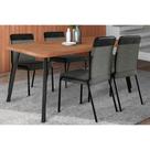 Conjunto: Mesa de Cozinha Stellar 1597 Aço c/ Tampo Madeirado 160x90cm e 4 Cadeiras Duo Preto/Nogal - Preto/Grafite - Preto - Carraro