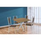 Conjunto: Mesa de Cozinha Volga c/ Tampo de Madeira 90cm e 4 Cadeiras Florença Cromado/Nogueira - Marrom - Kappesberg Conjunto: Mesa de Cozinha Volga c/ Tampo de Madeira 90cm e 4 Cadeiras Florença Cromado/Nogueira - Marrom - Kappesberg