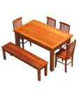 Conjunto Mesa de Jantar 1.5m 1 Banco 4 Cadeiras Mineira Madeira de Demolição Peroba Rosa Natural
