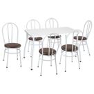 Conjunto Mesa De Jantar 115cm Com 6 Cadeiras Multimóveis Cr50136 Branco Marrom