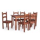 Conjunto Mesa de Jantar 140x70 Rústica com 6 Cadeiras em Madeira Maciça Chocolate - MB Móveis
