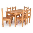 Conjunto Mesa de Jantar 140x70 Rústica com 6 Cadeiras em Madeira Maciça Mel - MB Móveis