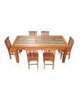 Conjunto Mesa de Jantar 2m 6 Cadeiras Mineira Madeira de Demolição Peroba Rosa Patina