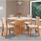 Conjunto Mesa de Jantar 4 Cadeiras 90cm Veludo Mel Marfim Liric