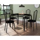 Conjunto Mesa de Jantar 4 Cadeiras Malva Tampo Vidro 107cm SF Preto 121 Assento Preto - Movelpolo
