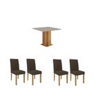 Conjunto Mesa de Jantar 4 Cadeiras MDF Cimol Branco Cinza Conjunto Mesa de Jantar 4 Cadeiras MDF Cimol Branco Cinza