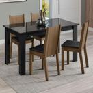 Conjunto Mesa de Jantar 4 Cadeiras Preto/rustic Kiara Conjunto Mesa de Jantar 4 Cadeiras Preto/rustic Kiara