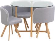 Conjunto Mesa de Jantar 4 Cadeiras Tampo Vidro Pizza Cinza Conjunto Mesa de Jantar 4 Cadeiras Tampo Vidro Pizza Cinza