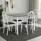 Conjunto Mesa de Jantar 4 Lugares Retangular em Aço com Tampo em Granito Monique Mescla