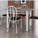 Conjunto Mesa de Jantar 4 Lugares Retangular em Aço com Tampo em Granito Monique Mescla Conjunto Mesa de Jantar 4 Lugares Retangular em Aço com Tampo em Granito Monique Mescla