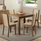 Conjunto Mesa de Jantar 4 Lugares Tampo de Madeira Cíntia Madesa