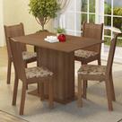Conjunto Mesa de Jantar 4 Lugares Tampo de Madeira Luana Madesa