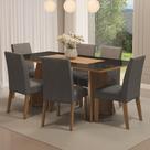 Conjunto Mesa de Jantar 6 Lugares Tampo de Vidro Valerie Madesa