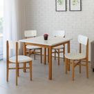 Conjunto Mesa de Jantar Base Madeira Maciça com 4 Cadeiras Elisa Ideal para Apartamenteo 90x90 Branc Conjunto Mesa de Jantar Base Madeira Maciça com 4 Cadeiras Elisa Ideal para Apartamenteo 90x90 Branc