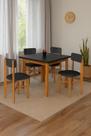 Conjunto Mesa de Jantar Base Madeira Maciça com 4 Cadeiras Elisa Ideal para Apartamenteo 90x90 Preto