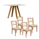 Conjunto Mesa de Jantar c/ Tampo de Vidro 1,20m + 4 Cadeiras