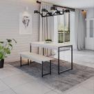 Conjunto Mesa de Jantar com 1 Banco Estilo Industrial Active Yescasa Branco/Chess
