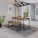 Conjunto Mesa de Jantar com 1 Banco Estilo Industrial Active Yescasa Marrom/Carvalho Dark
