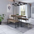 Conjunto Mesa de Jantar com 2 Banco e 2 Cadeiras Eames Base Madeira Espresso Móveis Marrom