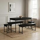 Conjunto Mesa de Jantar com 2 Bancos 2 Banquetas Estilo Industrial Aço Active Preto Ônix Yescasa