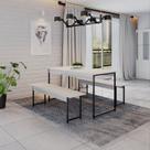 Conjunto Mesa de Jantar com 2 Bancos Estilo Industrial Active Yescasa