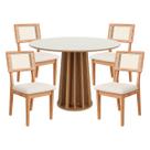 Conjunto Mesa de Jantar com 4 Cadeiras de Tela Freijó 100% MDF Bege Dalla Costa