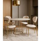 Conjunto Mesa de Jantar com 4 Cadeiras Livia Dourado/Off - Exclusiva Conjunto Mesa de Jantar com 4 Cadeiras Livia Dourado/Off - Exclusiva