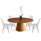 Conjunto Mesa de Jantar Cone Oval 160x90 cm Freijó + 4 Cadeiras Eames Dkr Wood Branca