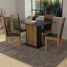 Conjunto Mesa de Jantar de Jantar 4 Lugares Tampo de Madeira Sheila Madesa - Rustic/Preto