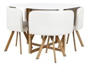 Conjunto Mesa De Jantar E 4 Cadeiras Branco Lyon