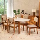Conjunto Mesa de Jantar e 6 Cadeiras Tiê CabeCasa MadeiraOriginals
