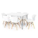 Conjunto Mesa de Jantar Hairpin 130x80 Branca com 6 Cadeiras Eiffel Slim - Branco