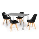 Conjunto Mesa de Jantar Hairpin 130x80 Volpi com 4 Cadeiras Eiffel Leda - Preto