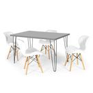 Conjunto Mesa de Jantar Hairpin 130x80 Volpi com 4 Cadeiras Eiffel Slim - Branco Conjunto Mesa de Jantar Hairpin 130x80 Volpi com 4 Cadeiras Eiffel Slim - Branco