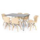 Conjunto Mesa de Jantar Hairpin 130x80 Volpi com 6 Cadeiras Eiffel Slim - Nude Conjunto Mesa de Jantar Hairpin 130x80 Volpi com 6 Cadeiras Eiffel Slim - Nude